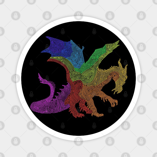 Swirly Rainbow Dragon Magnet by Slightly Unhinged